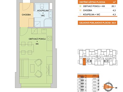 Pronájem bytu 1+kk 30 m²