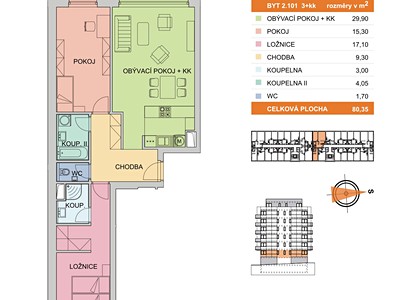 Prodej bytu 3+kk 78 m² (Jednopodlažní)
